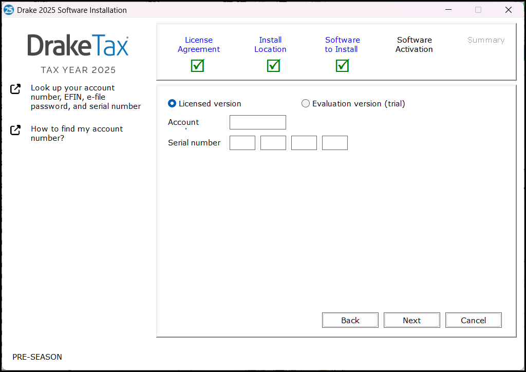 Enter account information to activate the licensed version. Enter account information to activate the licensed version.